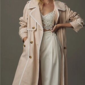 Anthropologie (Avec Les Filles) trench coat with Lace Trim sz XS
